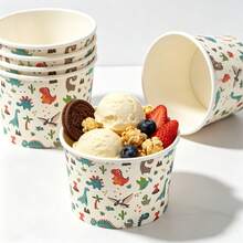 20/10pcs, Dinosaur Themed Ice Cream Cup, Dessert Cup, Baking Bowl, Suitable For Baking, Ice Cream, Snack Placement, Birthday Parties, Welcome Parties, Bridal Weddings, Restaurant Decoration, Picnics, Party Supplies - Multicolor - View 7
