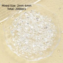 2mm-3mm-4mm-5mm-6mm Mixed Size 1440 Pieces/2000 Pieces/Pack Resin Rhinestone Color Non Heat Fixed Flat Back Adhesive Flash Foaming Rhinestone Jelly Beads For Mugs, Bottles, Rollers, Phone Cases, Handmade DIY Jewelry Accessories - Mixed Size - View 54