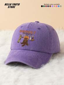 1pc Spooky Season Halloween Pattern Baseball Cap, Lightweight & Comfortable All-Season Wear, Versatile Outdoor Sports Hat, Vintage Washed Cap - Suitable For Daily Outings And Streetwear, Halloween Gift Decorative Hat - Spooky Season - View 3