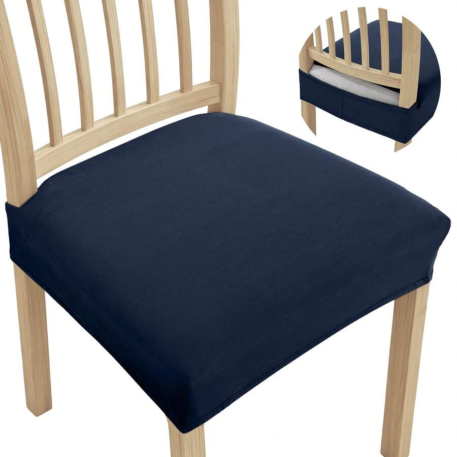 YSTYLE Velvet Elastic Chair Cover Seat 6-Piece Set, Universal Elastic Dining Chair Covers, Removable Chair Cover, Washable For Dining Room Home, Hotel, Banquet - Royal Blue - View 1