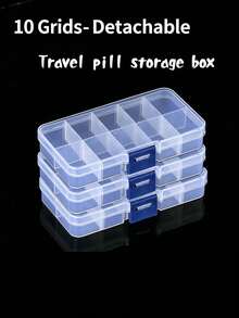 1pc Portable Pill Box, Travel Essential, Reusable, Suitable For Storing Vitamins And Medications, Ideal For Office, Outdoor, Home, Travel, Back To School And Various Occasions - Clear - View 7