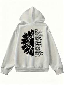 Women's Fashion Autumn/Winter Round Neck Loose Slouchy Casual Versatile Letter & Cartoon Print Sweatshirt - Light Gray - View 5