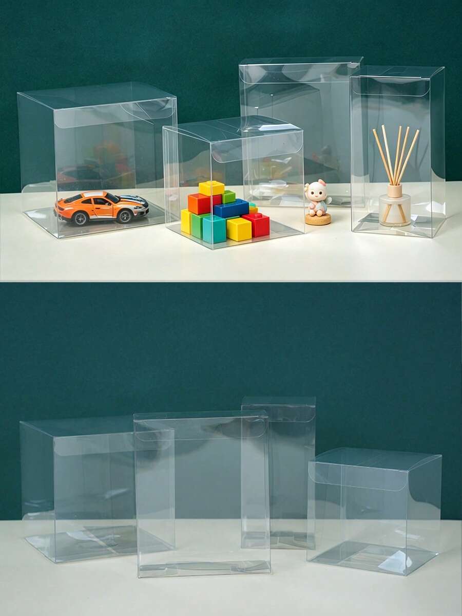 20pcs 4cm/5cm/6cm/7cm/8cm Clear PVC Plastic Boxes, Suitable For Towels, Tea, Jewelry Storage, Birthday Party Surprise Gifts, Multi-Purpose - A - View 1