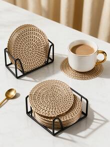 12pcs, Gold Hollow Beverage Coasters, Washable Table Accessories, Non-Slip Table Mats, Breathable And Heat Dissipating, Lightweight And Easy To Store, Suitable For Restaurants, Cafes, Homestays, Compatible With Afternoon Tea, Festivals, Parties, Gatherings, Birthdays, Weddings, Dinner Parties. - Multicolor - View 6