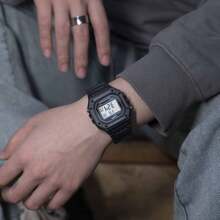 Casio Retro Small Square Resin Strap Quartz Movement Watch (Free Screen Protector With Purchase) - Black - View 3