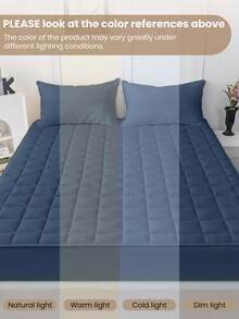 1pc Waterproof Fitted Sheet, Comfortable Mattress Protector, Navy Blue Mattress Pad, Room Decor, Skin-Friendly & Breathable, Suitable For Twin/Full/Queen/King Bed, All-Season Use, Machine Washable, Dorm Bedding, Back To School - Azure - View 8