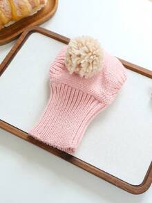1PC Pet Accessory Hat 2026 New Arrival Small Dog Puppy Cat Cute Simple Versatile Warm Pom Pom Knit Hat - Pink - Pink - View 3