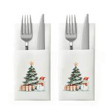 Navada 2027 New Year Christmas Home Decoration 10pcs/Bag Christmas Party Tabletop Disposable Napkins & Cutlery Set Merry Christmas XMAS - View 8
