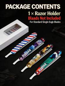 1pc/Men's Manual Folding Straight Razor, Colorful Printed Barber Razor, Professional Hair Salon Razor For Beard Trimming, Bald Head Shaving, Sideburns And Eyebrow Styling, Blade Not Included - Safety Razor - View 6