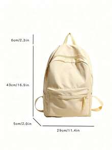 1pc College Style Solid Color Casual Backpack, Multi-Pocket Lightweight School Day Bag With Adjustable Shoulder Straps, Suitable For Students/Girls/Teens/Young Adults, Perfect For Back To School, Campus Learning, Outdoor Camping, Short Weekend Trips And Daily Casual Outdoor Use - Yellow - View 2