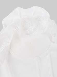 Yuwenier White Minimalist Elegant Cold Shoulder Fitted Corset Top, Ruffle Lace Trim, Boned Slimming Bustier, Suitable For Date, Outing, Valentine's Day, Halloween - White - View 10