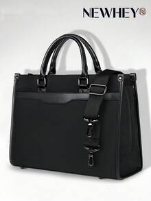 NEWHEY Men's Dual-Use Business Laptop Tote Bag, Waterproof Large Capacity A4 Document Bag, Professional Briefcase, Suitable For Job Interviews, Office, Campus And Business Travel - Black - View 1