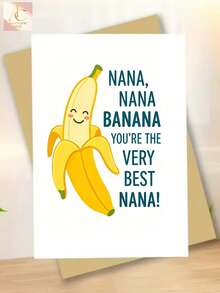 1pc Cute Funny Birthday Greeting Card For Nana, Grandma, Grandmother – Smiling Banana Cartoon Design, Playful Heartwarming Card, - One Size Fits All - View 7