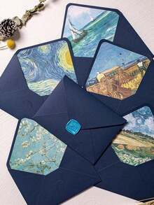 6/12/18/24Pcs Vintage Oil Painting Pattern Envelopes, Luxury Art Print Invitation Cards, Retro Elegant Greeting Card Envelopes For Wedding, Birthday, Christmas Party Decor - Oil Painting Envelope - View 3