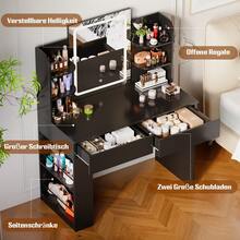 Devoko Dressing Table With LED Lighting, 3 Colors With Adjustable Brightness, Dressing Table With Mirror For Make-Up, Cosmetic Table With Adjustable Shelves, 2 Drawers, Modern, White - 查看 6