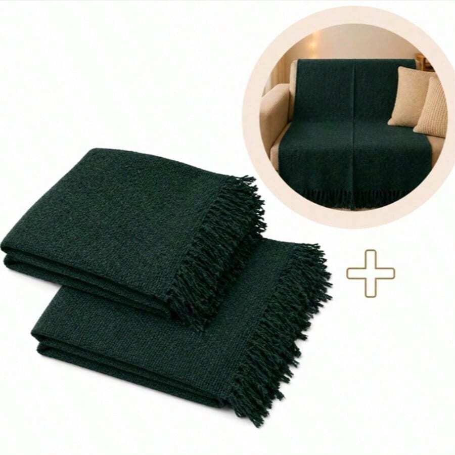 Kit 2 Mantas  Sofá Luxo Gigante 210X120 Capa De Sofá Protetora Moderno - Verde - Visão 1