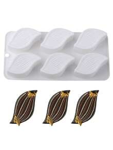 6-Cavity Wavy Leaf Mousse Cake Mold, Leaf Chocolate Silicone Mold, DIY Baking Tool - Multicolor - View 7