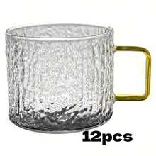 6pcs Premium Bark Texture Glass Cups, Small Handle Vintage Thick Kung Fu Tea Cups, Suitable For Home/Guest Use. Kung Fu Cup/Host Cup/Personal Cup/Tea Tasting Cup - Clear - View 10