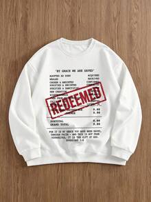 Men's Fashion Creative Design Printed Graphic Sports Casual Commute Versatile Long Sleeve Slim Fit Crew Neck Sweatshirt - White - View 2