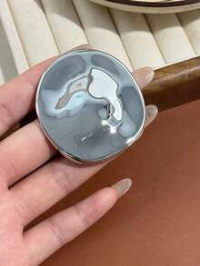 1pc Minimalist Metallic Luster Women's Brooch: Fashionable High-End Waist Decoration Brooch, Suitable For Dresses And Coats - Silver - View 2
