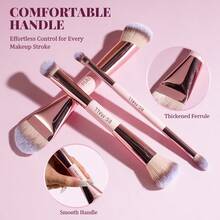 BS-MALL 5PCS Double-Sided Makeup Brush Set Wholesale Eyeshadow Powder Foundation Contour Vegan Make Up Brushes - Pink - View 4