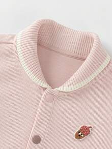 mini bala Unisex Baby Baby Girl Soft Durable Collared Jacket Cute Color‑Block Outerwear For New Autumn Winter - Pink - View 6