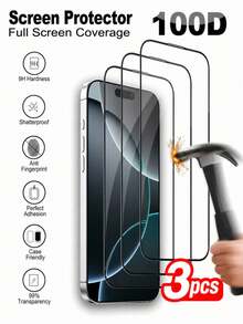 CASECOPS 3入組強化玻璃螢幕保護貼，相容 iPhone 18 Pro Max/18 Pro/17/17 Pro/17 Pro Max/17 Air/16/16 Plus/16 Pro/16 Pro Max/15/14/13/12/11 Pro Max/X/XS/XR/Mini/Plus，9H+ 硬度，全螢幕覆蓋，精準貼合，簡易安裝，相容手機殼，護眼設計，適合日常使用 - 3件 - 查看 7