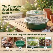 2026 New [Value 3-Piece Set] 13-Hole Round Seedling Tray + High Transparency Moisture-Retaining Lid + Water Catching Tray | Home Vegetable & Flower Sprouting Tool Transparent Plastic Propagation Box Hydroponic/Soil Dual Use With Labels (Essential For Indoor Gardening Beginners) - Seedling Tray - View 5