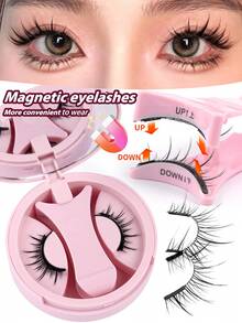 MAANGE 1 Pair Cartoon Magnetic False Eyelashes, Cat Eye Strip Lashes, Portable & Natural & Realistic, Reusable, Strong Magnetic Adhesion, No Glue Or Makeup Remover Needed, Create Natural Lengthening, Curling & Eye-Enlarging Effect, Travel Essential, Gift For Women - Multicolor - View 12