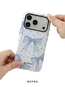 GIIPPA 1pc Grey Background With Bow Pattern Design, Phone 17 Pro Max Phone Case, Compatible With Phone 16 Pro Max, 15 Pro Max, 14 Pro Max, Korean-Style High-End Fashionable And Fun Phone Case, Compatible With 11/12/13/14/15/16 Pro Max Plus, Elegant Design Suitable For Men And Women, Perfect Gift For Girlfriend On Christmas, Valentine's Day, Easter, Wedding Season And Birthday! - Multicolor - View 6