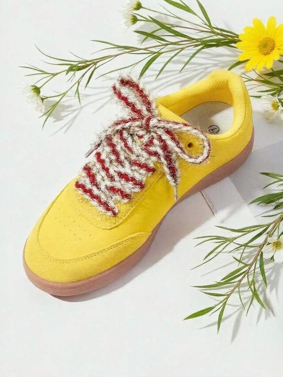 1 Pair 120CM Colorful Fashion Gold Thread Non-Elastic Decorative Shoelaces Suitable For Sports Shoes, Training Shoes, Versatile Replaceable Shoelaces Shoe Accessories/Shoelaces Only, Shoes Not Included - Red - View 1