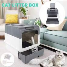 Enclosed Cat Litter Box, Front Entry Top Exit, Drawer Design With Scoop, Odor Control Leak-Proof, Providing Spacious Indoor Space For Cats - one-size - View 3