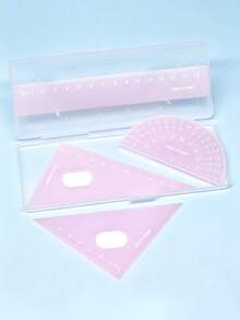 Juego de 4 reglas de PVC de color gelatina con caja de almacenamiento – Herramientas de geometría transparentes y lindas (transportador, regla recta y regla triangular) para escuela, oficina y proyectos de arte – Regalo perfecto para estudiantes, maestros y diseñadores - Multicolor - Ver 7