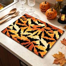 1pc Absorbent Bat Pattern Table Mat, Coffee Machine Mat, Halloween Home Kitchen Dish Drying Mat, Tabletop Protector, Creative Holiday Atmosphere Coaster, Multi-Scenario Kitchen Drain Mat, Multi-Purpose Drying Mat, Home Gift, Desktop Decoration - XYLSD-1003 - View 2
