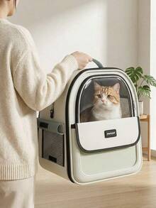 Transparent Window Cat Backpack Pet Carrier, Multi-Ventilation Mesh Pet Travel Backpack, Portable Foldable Kitten And Small Dog Pet Backpack, Outdoor Camping Hiking Pet Shoulder Bag, Breathable Mesh Pet Backpack, Transparent Window Cat Travel Backpack, Multi-Port Ventilation Design Pet Carrier Bag, Lightweight Shoulder Backpack Suitable For Small Cats And Dogs Daily Outdoor Use - Multicolor - View 3