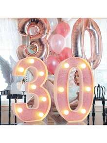 22CM/8.66IN Large LED Glowing Letters/Numbers, Pink Flashing LED Letter Lights, Includes 26 Letters, 0-9 Numbers, Pink Glowing Letters, Battery Powered, Flashing Letter Lights, Suitable For Party, Desktop, Wall Decoration - Baby Room Decoration - Autumn Home Decor - Halloween Decoration - Pink - View 8