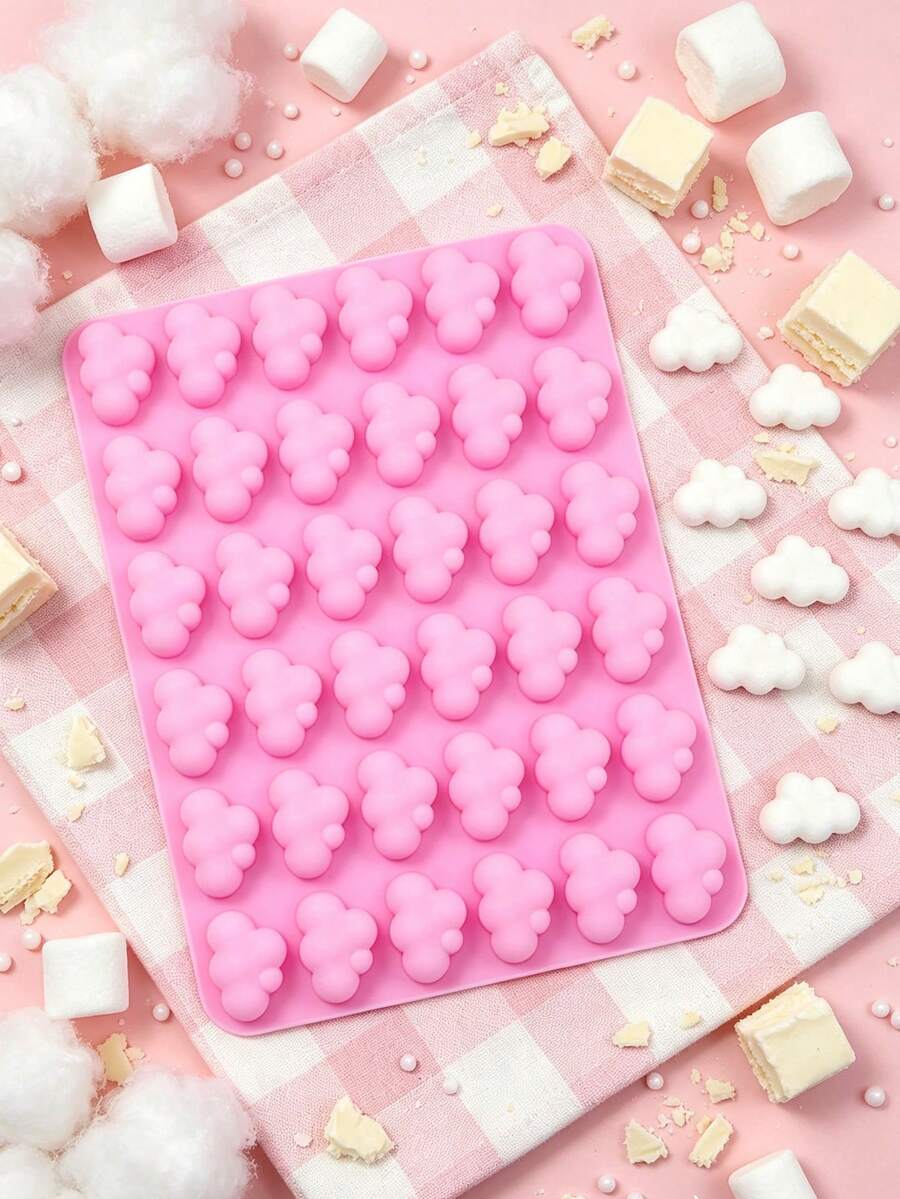 Cetakan Silikon Awan 3D Mini Tebal 36 Rongga, Cetakan Silikon Merah Muda Mudah Dilepas, Tahan Panas, Dapat Digunakan di Oven dan Freezer untuk Cokelat, Permen Karet, Jeli, Es Batu, Cocok untuk Hidangan Penutup Bertema Impian, Kue Rumahan, Pesta Ulang Tahun, Aromaterapi Buatan Tangan