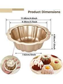 Loyang Kue Mini Bergelombang Anti Lengket Baja Karbon Emas, Peralatan Panggang Oven, Cetakan Puding Roti dan Brownies - Emas - View 3