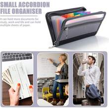 1pc A6 Expandable Zipper File Folder With Labels, 13 Pockets Organizer For Checks, Bills, Receipts, Vouchers - One Size Fits All - View 2