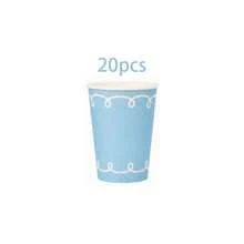 10/20/50 Pcs,Soft Blue And Off‑White Scroll Trim Disposable 9oz Paper Cups,Delicate Curved Loop Border Pattern Party Cups,Lightweight Disposable Drink Cups,For Gender Reveal Party,Nautical Theme,Engagement Party,Spring Celebration,BabyShower - Blue - View 9