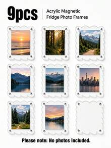 9/4/2pcs Acrylic Magnetic Refrigerator Photo Frames, 2.6 X 3.9 Inch Transparent Wavy Edge Acrylic Photo Frames, Suitable For Mini And Wallet Size Photos, Transparent Refrigerator Magnet Photo Display Stand, Wallet Size Photo Frame, Refrigerator Decoration - Multicolor - View 13
