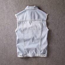 Men Plus Size Denim Tops - Black - View 5