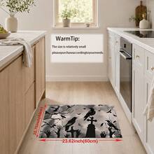 1/2pcs Halloween Crow Pattern, Vintage Diatomaceous Earth Bath Mat, Super Absorbent, Non-Slip, Perfect For Bathroom, Kitchen And Dining Room, Quick Dry, Machine Washable, Perfect Gift For Home Decor And Bathroom Mat - Multicolor - View 10