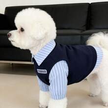1件寵物襯衫，休閒舒適透氣，春夏風格貓狗衣服，適合泰迪貴賓犬及其他小型寵物 - 藏蓝色 - 查看 12