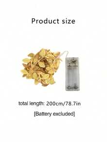 2p/1p Golden Leaf Garland Fairy Lights, Gold Leaf Fairy String Lights,Plastic Freestanding Interior String Lights With Warm White LED Lights, Battery Powered (2 Sections Not Included), For Home Decor, Table Setting, Christmas Table Decoration Lights - Multicolor - View 8