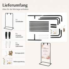 GLADNEY Höhenverstellbarer Hochzeits-Willkommensschild-Halter, Schwarzer Posterständer,Metall Staffelei Ständer Bodenstehend mit 4 Lederriemen, für Hochzeit Sitzplan Party Messe ,80 x 50 x 175 cm, bis 5 kg - Standard - Übersicht 8