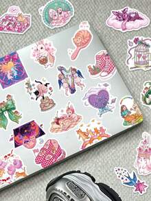 Pastel Fairy Tale Stickers 50Pcs, PVC Decorative Stickers For Laptop, Luggage, Skateboard, Fridge, Phone Case, Guitar, Gift Box Wrapping - Multicolor - View 8