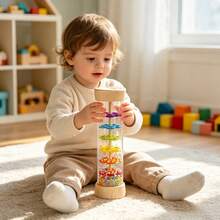 1pc Wooden Rainstick Montessori Baby Toy, Infant Rattle Sensory Development Toy, Toddler Children Music Instrument Toy - Multicolor - View 3