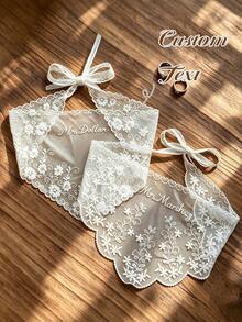 Personalized Lace Bridal Headscarf, Custom Embroidered Wedding Head Scarf, Bachelorette Party Favors, Bride Gift - Multicolor - View 2