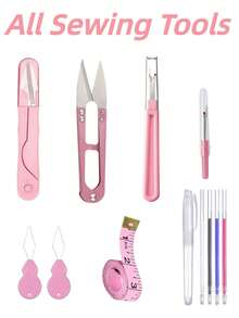 12pcs Portable Sewing Tool Set With Zipper Storage Bag, Cute Sewing Accessories Kit, Includes Seam Ripper, Thread Snips, Needle Threader, Tape Measure, Sewing Marking Pen, Compact Sewing Tools For Clothing Repair, Quilting, Embroidery And DIY - Sewing Set - View 2